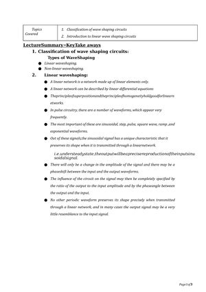 Introduction To Non Linear Wave Shaping Circuits Page Of Topics