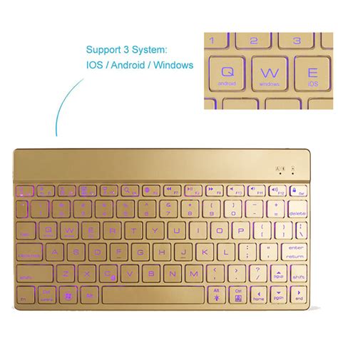 Teclado Universal Slim Portátil Sem Fio Teclado Retroiluminado Em 7