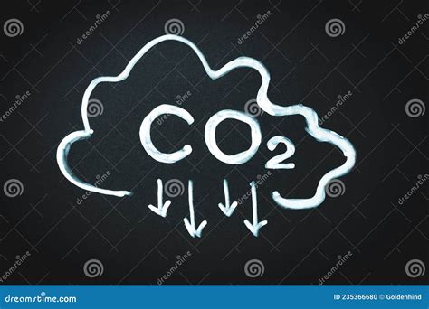 CO2 Sign And Arrows Pointing Down And Cloud On Black Memo Board Reduce