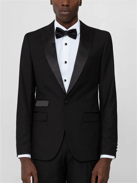 Black Peak Lapel Ticket Pocket Tuxedo Alain Dupetit