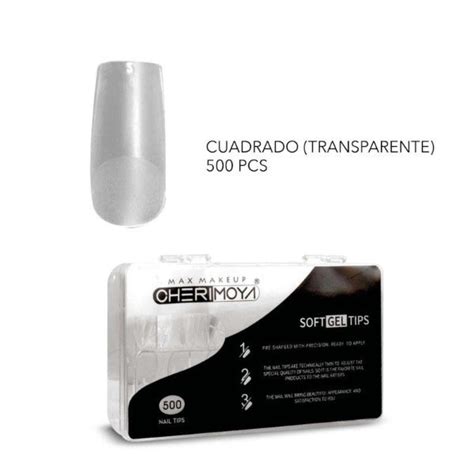 Tips Para Soft Gel Cherimoya X500 Cuadrado Pre Limado Nailsroommg