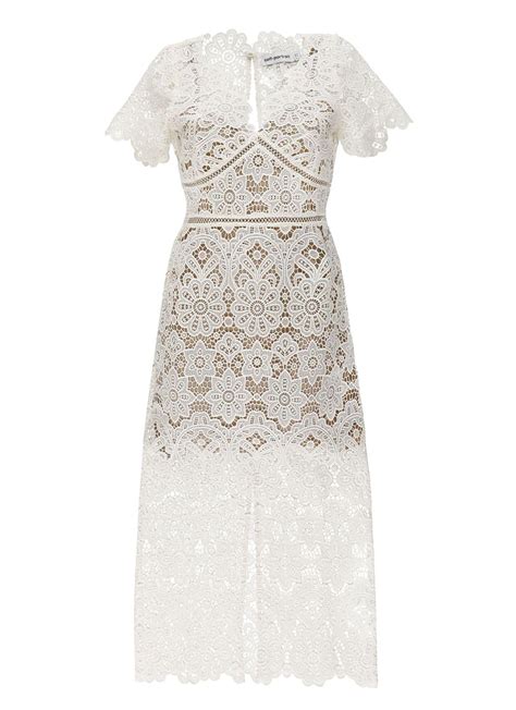 Self Portrait Floral Guipure Lace Dress In White Lyst