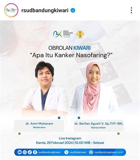 IG Live Obrolan Kiwari Topik Apa Itu Kanker Nasofaring PERHATI KL