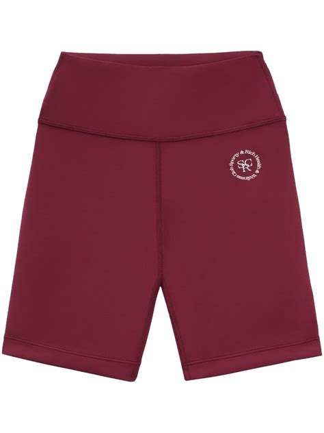 Sporty Rich Logo Print Biker Shorts Farfetch Sporty And Rich