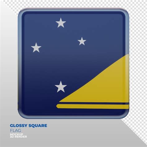 Bandera Cuadrada Brillante Con Textura 3d Realista De Tokelau Archivo