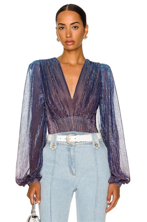 PatBO Ombre Lurex Bodysuit In Aegean Blue FWRD