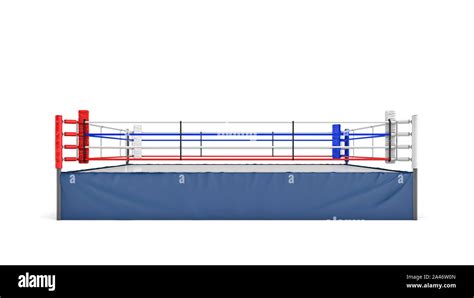 3d Rendering Of An Empty Boxing Ring In Front View Isolated On White