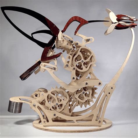 Magical Wooden Kinetic Hummingbird Sculpture Punkybobs