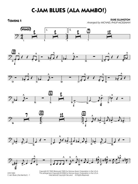 C Jam Blues Ala Mambo Arr Michael Philip Mossman Trombone 4 By Duke Ellington Sheet