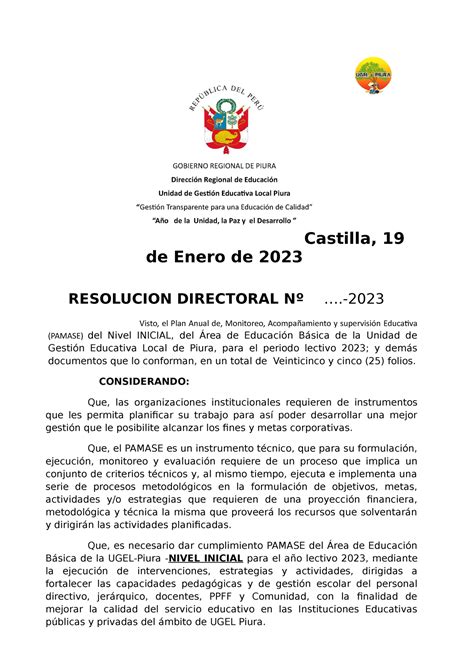 OK Pamase UGEL Piura 2023 GOBIERNO REGIONAL DE PIURA Dirección