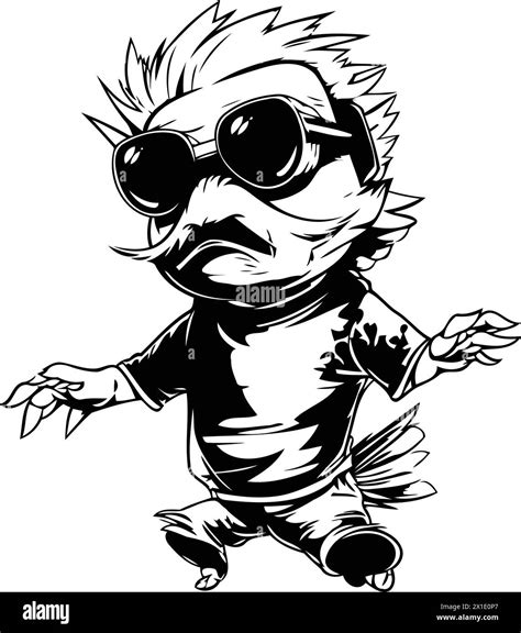 Vector Illustration Of A Punk Boy In Sunglasses On A White Background