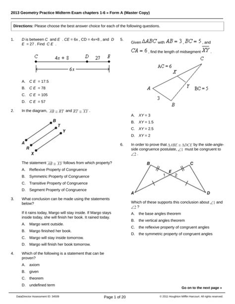 Geometry Practice Midterm Exam Chapters