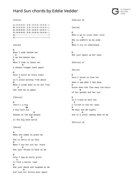 Eddie Vedder - Hard Sun - Chords PDF | PDF