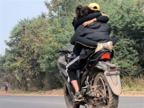 Chhattisgarh Couple Viral Video Riding Bike Like Lucknow Romance On Bike Registered Case See