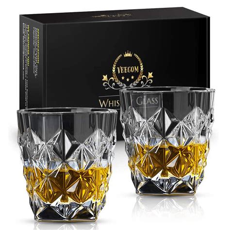 Whiskey Glass Set Of 2 Veecom 10 Oz Crystal Whiskey Glasses Thick