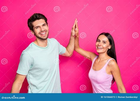 Profile Photo Of Funny Guy And Lady Couple Did Good Job Clapping Hands