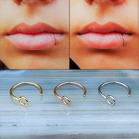 Fake Lip Ring Gauge L Surgical Steel Silver Etsy