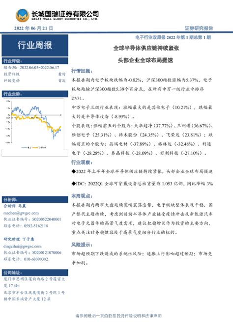 电子行业双周报2022年第1期总第1期：全球半导体供应链持续紧张 头部企业全球布局提速