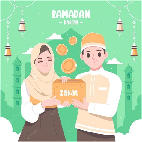 Premium Vector | Islamic charity zakat illustration background