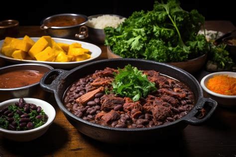 Feijoada Na Mesa De Madeira Tradicional Comida Brasileira Foto Premium