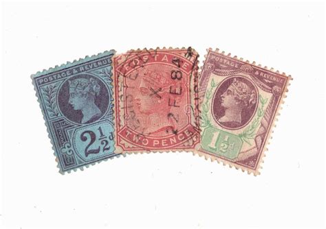 Vintage Queen Victoria Postage Stamps From Great Britain Editorial