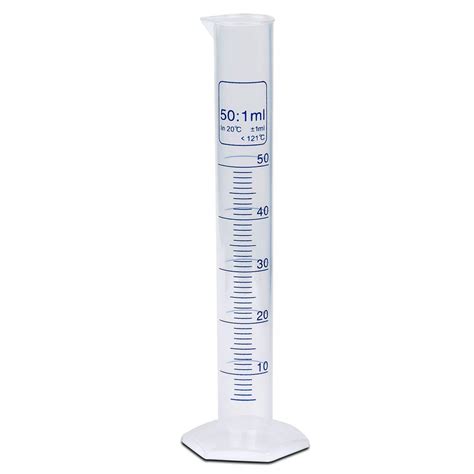 50ml Plastic Graduated Cylinder Printed Graduations Single Metric