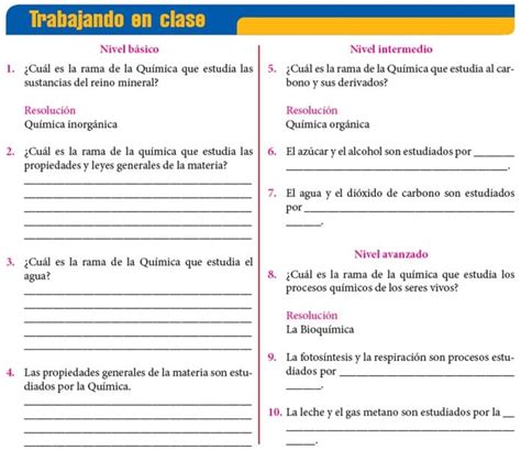 Ramas De La Quimica Y Su Definicion Para Quinto De Primaria Images