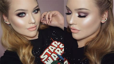 Lavender Sparkle Smokey Eyes Glowy Skin Makeup Nikkietutorials