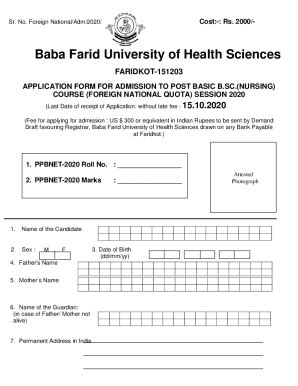 Fillable Online Admission Application Form 20201 Fax Email Print