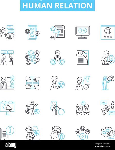 Human Relation Vector Line Icons Set Relationship Interaction