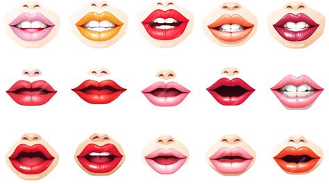 Premium Vector A Row Of Different Colored Lips With Different Colors