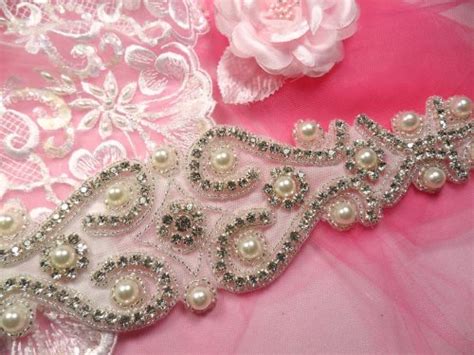 Hot Fix Crystal Rhinestone Pearl Applique Beaded