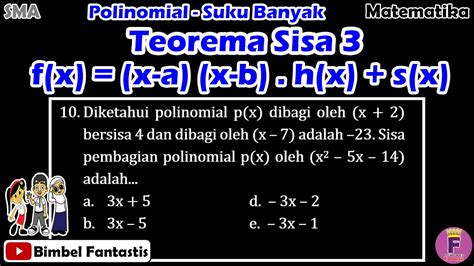 Polinomial Teorema Sisa 3 Seri Belajar No 10 21 UK4 MTK