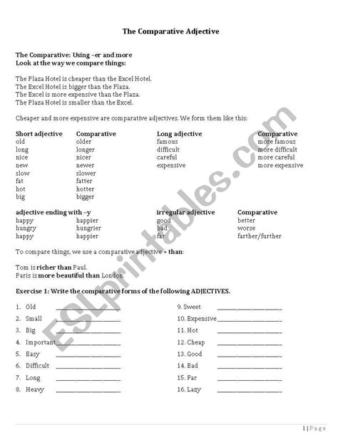 The Comparative Adjectives ESL Worksheet By Boradeth Chan