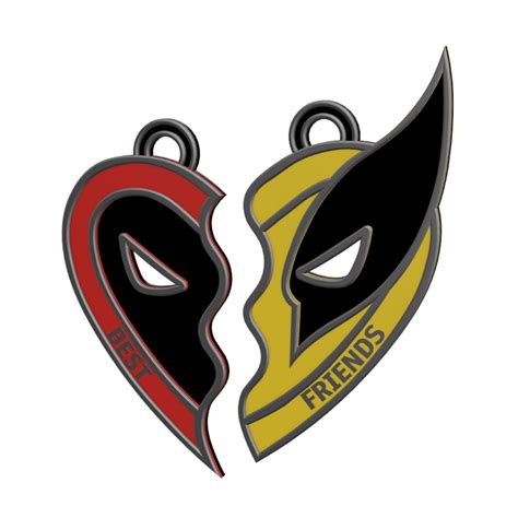 STL File Multicolor Deadpool Wolverine Pendant Ornament 3D