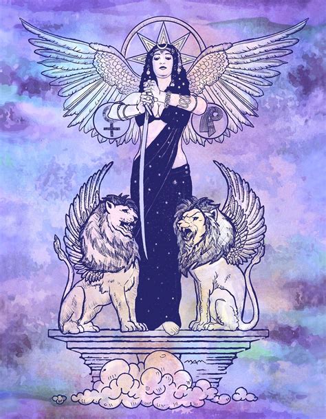 Goddess Inanna Lion Fine Art Print Mythology Mesopotamian Etsy