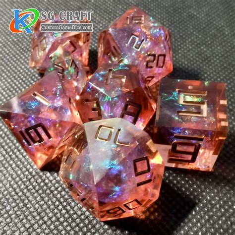 Hand Made Resin Polygon Polyhedral Sharp Edge Dice D4 D6 D8 D10 D12 D20