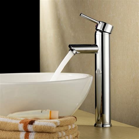 Bandy Single Handle Contemporary Bathroom Lavatory Vanity Vessel Sink Faucet Tall Spout Deck Mount