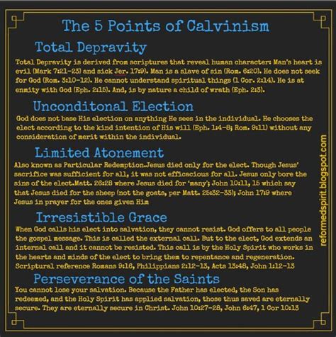 The Points Of Calvinism Explained Calvinism Wisdom Thoughts