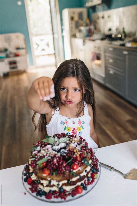 Mother And Daughter Baking A Delicious Naked Cake By Stocksy