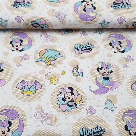 Tejido Algod N Disney Minnie Sirenita Tienda De Telas Textil Siles