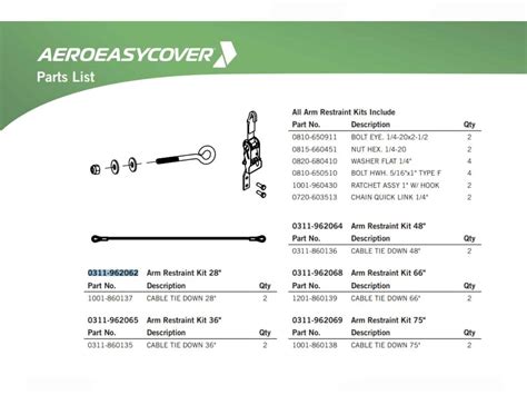 Aero 0311 962062 Easy Cover Arm Restraint Kit Trison Tarps Usa