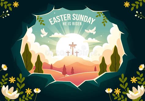 Feliz Ejemplo Vectorial Del Domingo De Pascua De Jesús Se Levanta Y