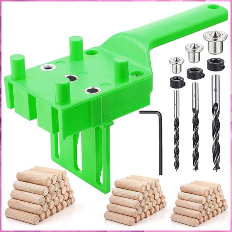 101 Pcs Handheld Woodworking Dowel Jig Kit Wood Dowel Drilling Guide ...