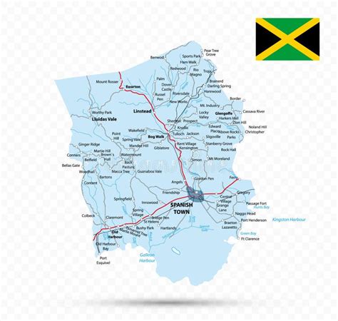 Saint Catherine Map. Jamaica State Stock Vector - Illustration of flat ...