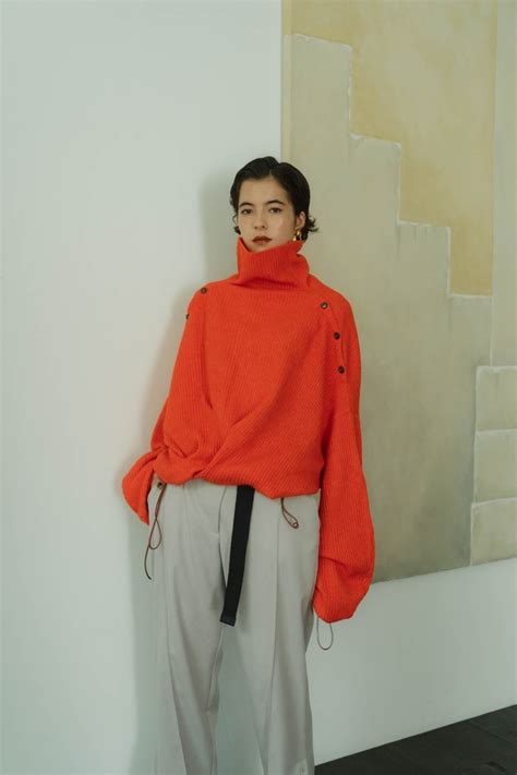 2way Unique High Neck Knit Orange Knuth Marf