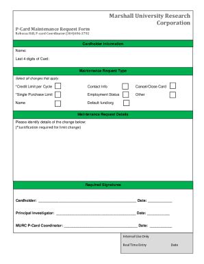 Fillable Online PCard Program Information Financial Services Fax