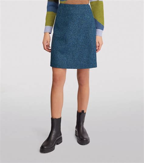 Weekend Max Mara Blue Wool Mini Skirt Harrods Uk