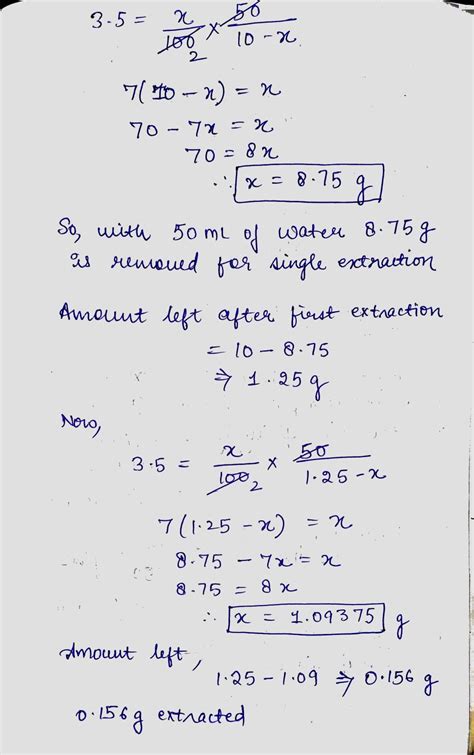 Solved 5 The Distribution Coefficient KD C Ether C Water