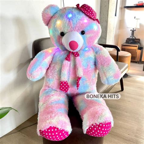 Jual Boneka Teddy Bear Beruang Rainbow Pelangi Led Shopee Indonesia